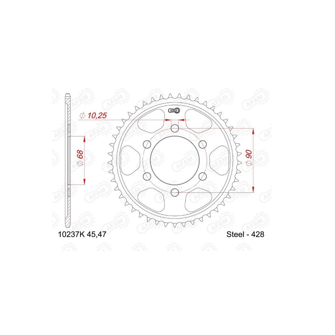 Corona Acero Afam 428X47 - HONDA