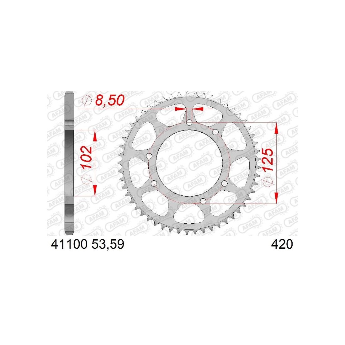 Corona Acero Afam 420 x 53 - DERBI