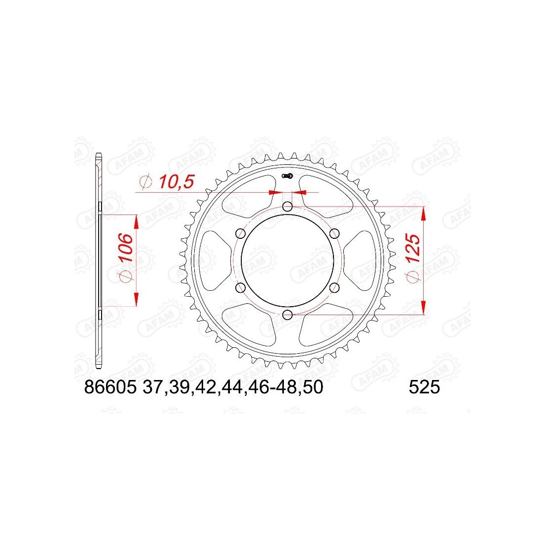 Corona Acero Afam 525X50 - HONDA