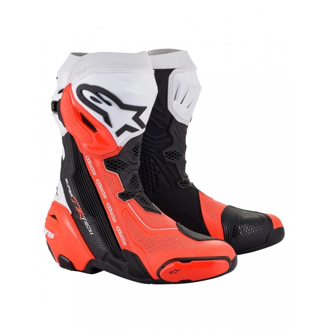 Botas Alpinestars Supertech R Vented Negro/Blanco/Rojo Flúor TALLA BOTAS 37