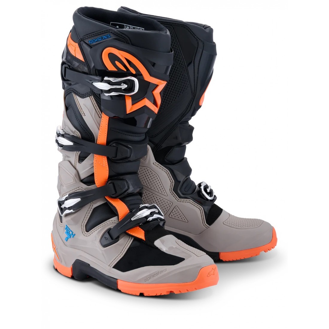 Botas Alpinestars Tech 7 Enduro Black Warm Gray Orange Fluo TALLA BOTAS 38