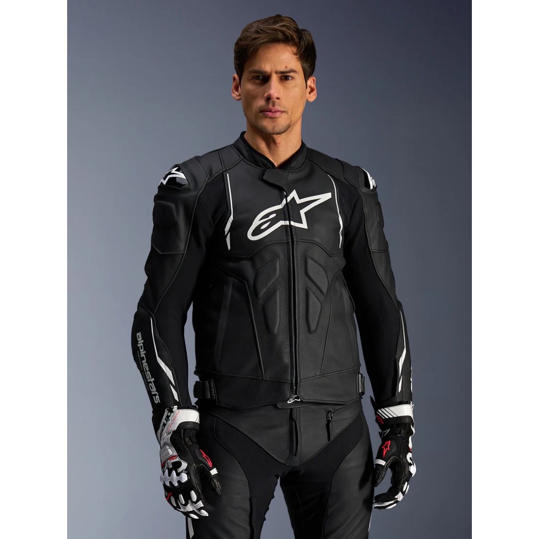 Chaqueta Piel Alpinestars Dust Negro/Blanco TALLA CHAQUETA 44