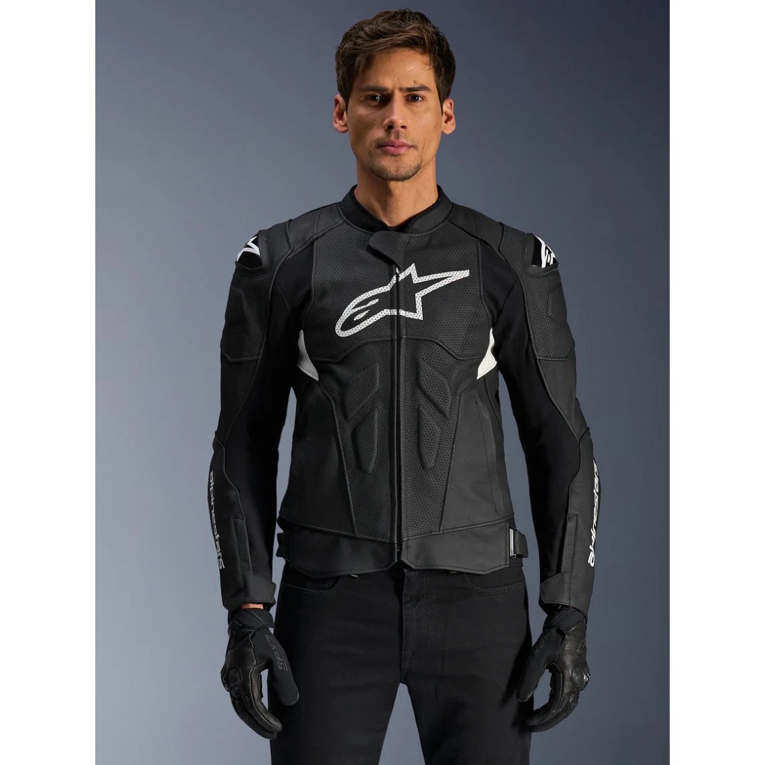 Chaqueta Piel Alpinestars Dust Airflow Negro/Blanco TALLA CHAQUETA 44