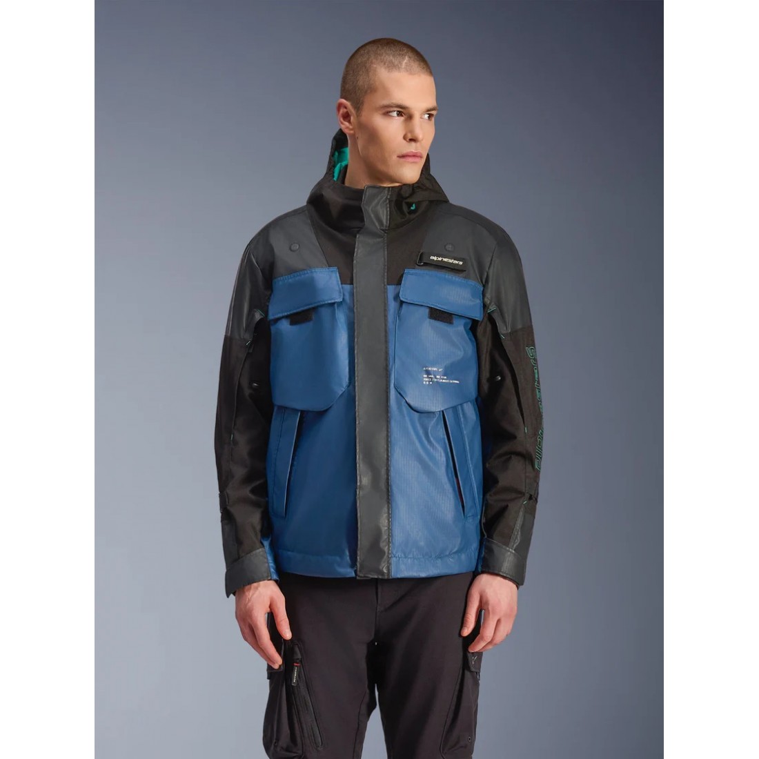 Chaqueta Alpinestars Mospher Impermeable Black Dark Petrol TALLA CHAQUETA S