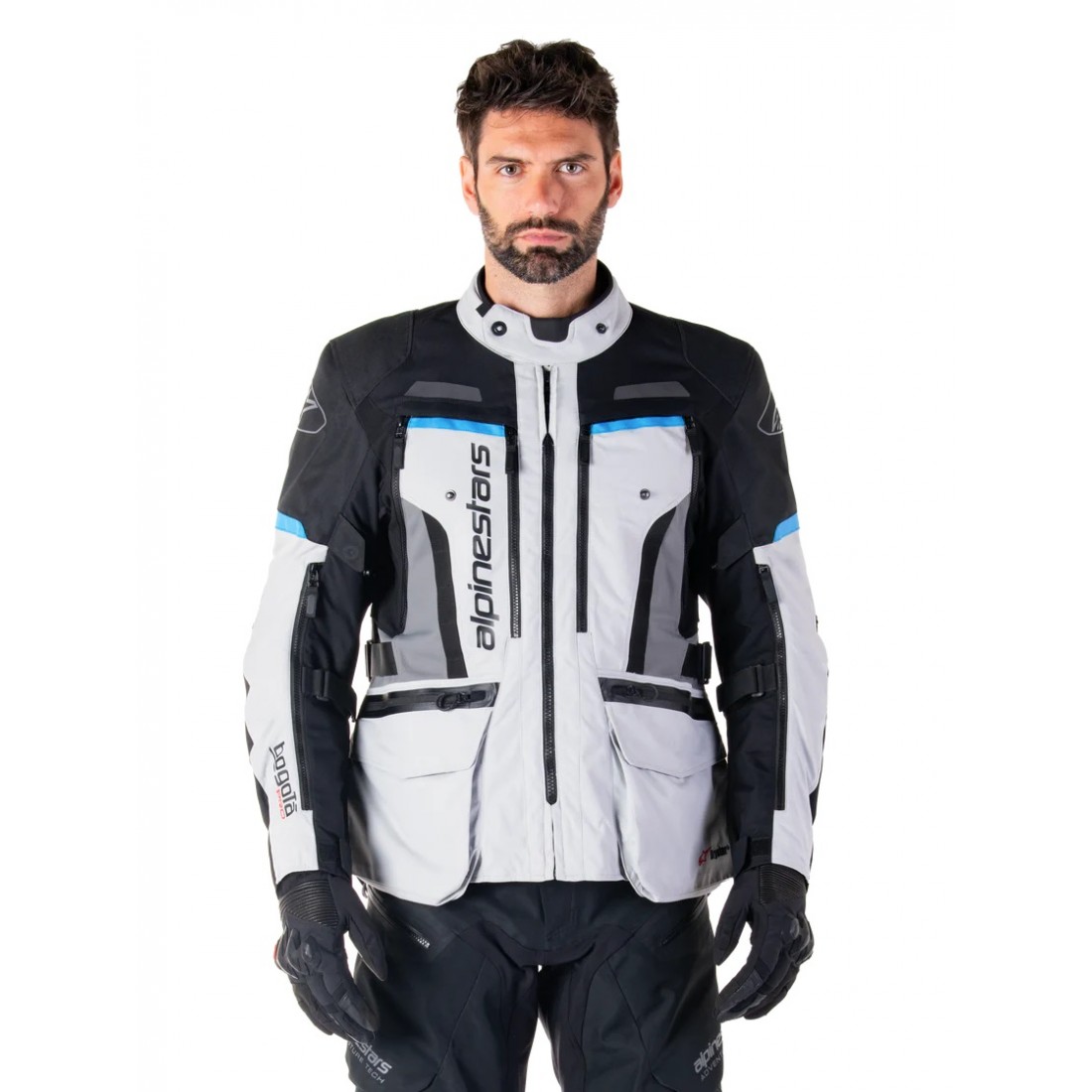 Chaqueta Alpinestars Bogota Pro Drystar® Gris hielo Negro Cian TALLA CHAQUETA S