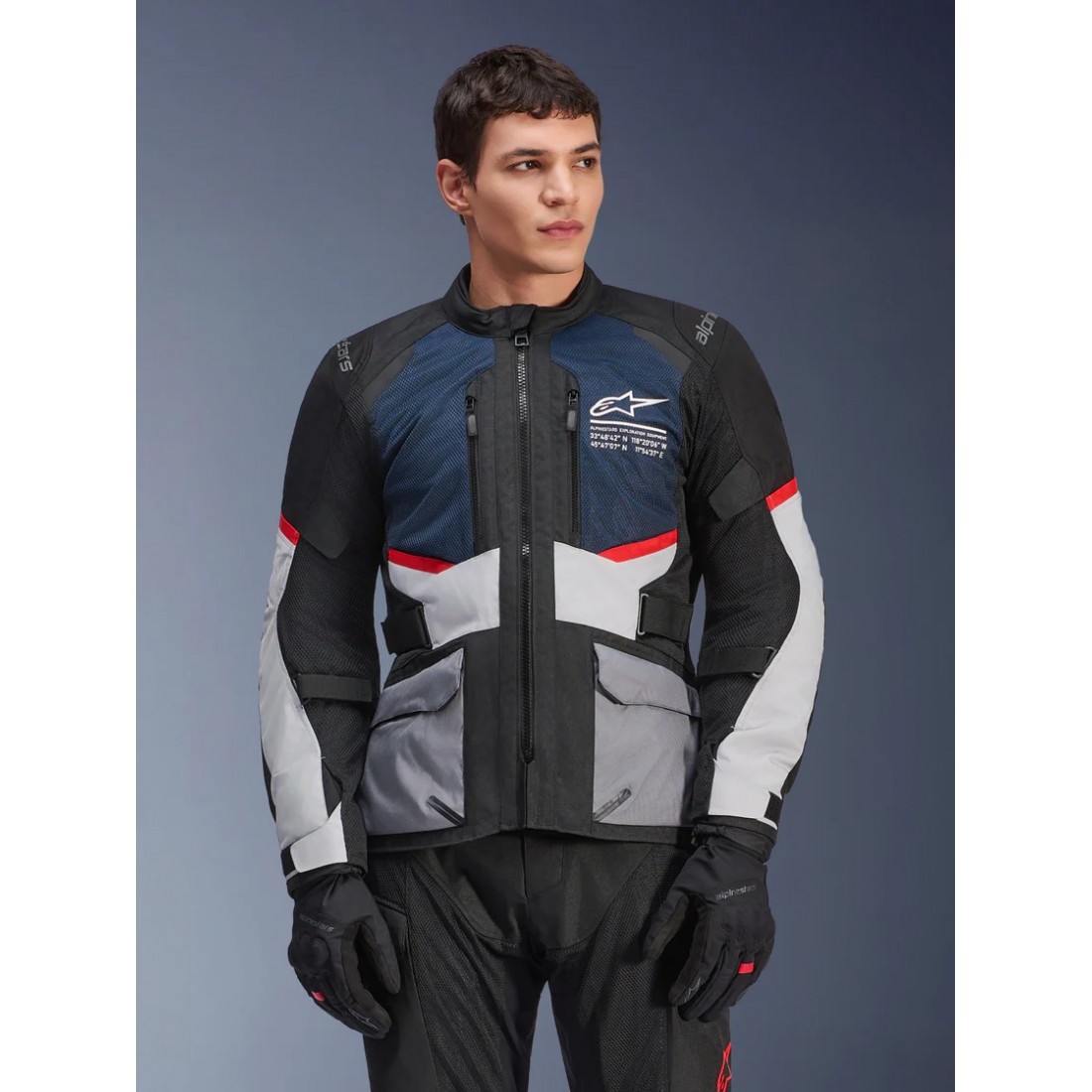 Chaqueta Alpinestars Andes Air Drystar Azul oscuro Negro Gris hielo TALLA CHAQUETA S