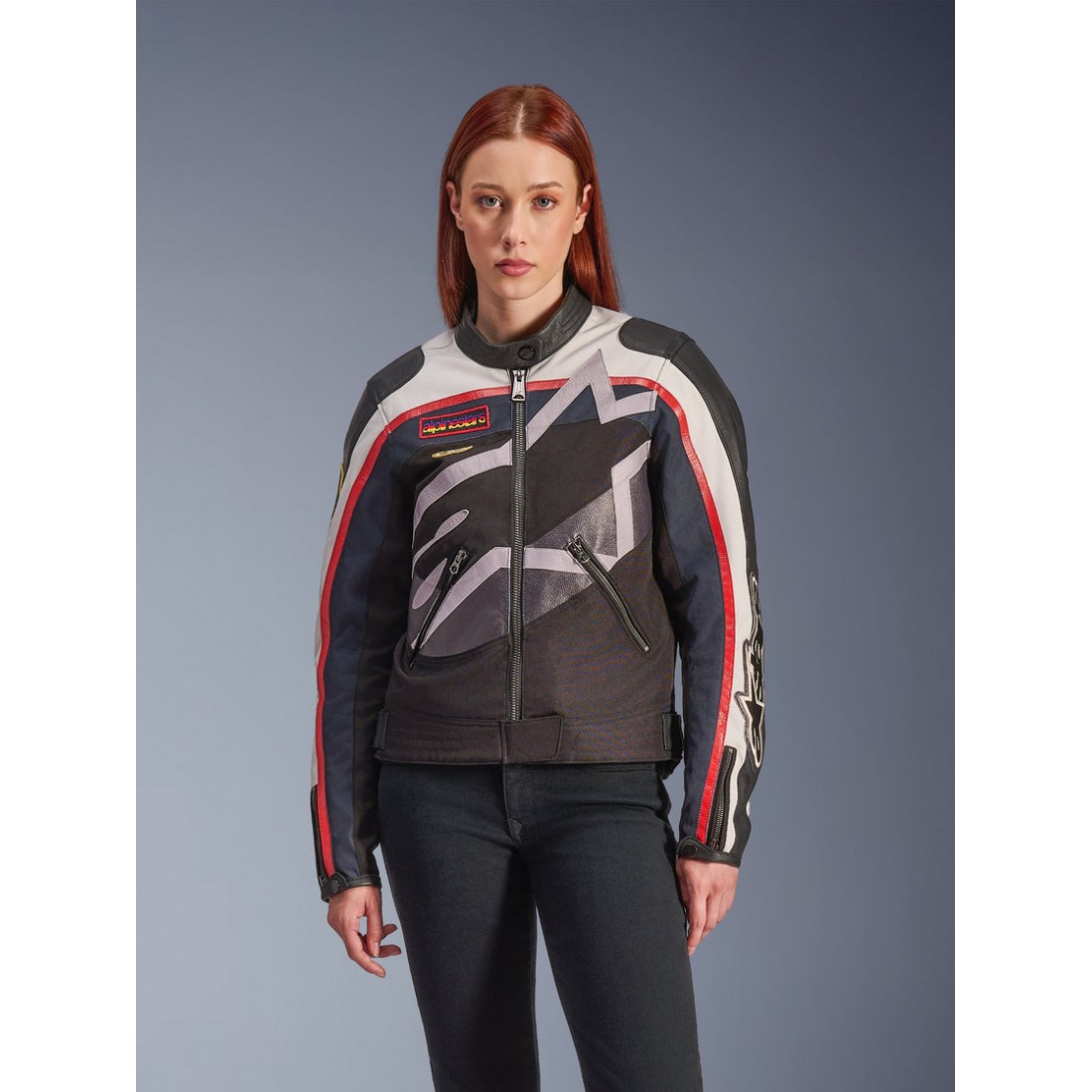 Chaqueta Mujer Alpinestars Idles Off White Flame Red Black TALLA JERSEY XS