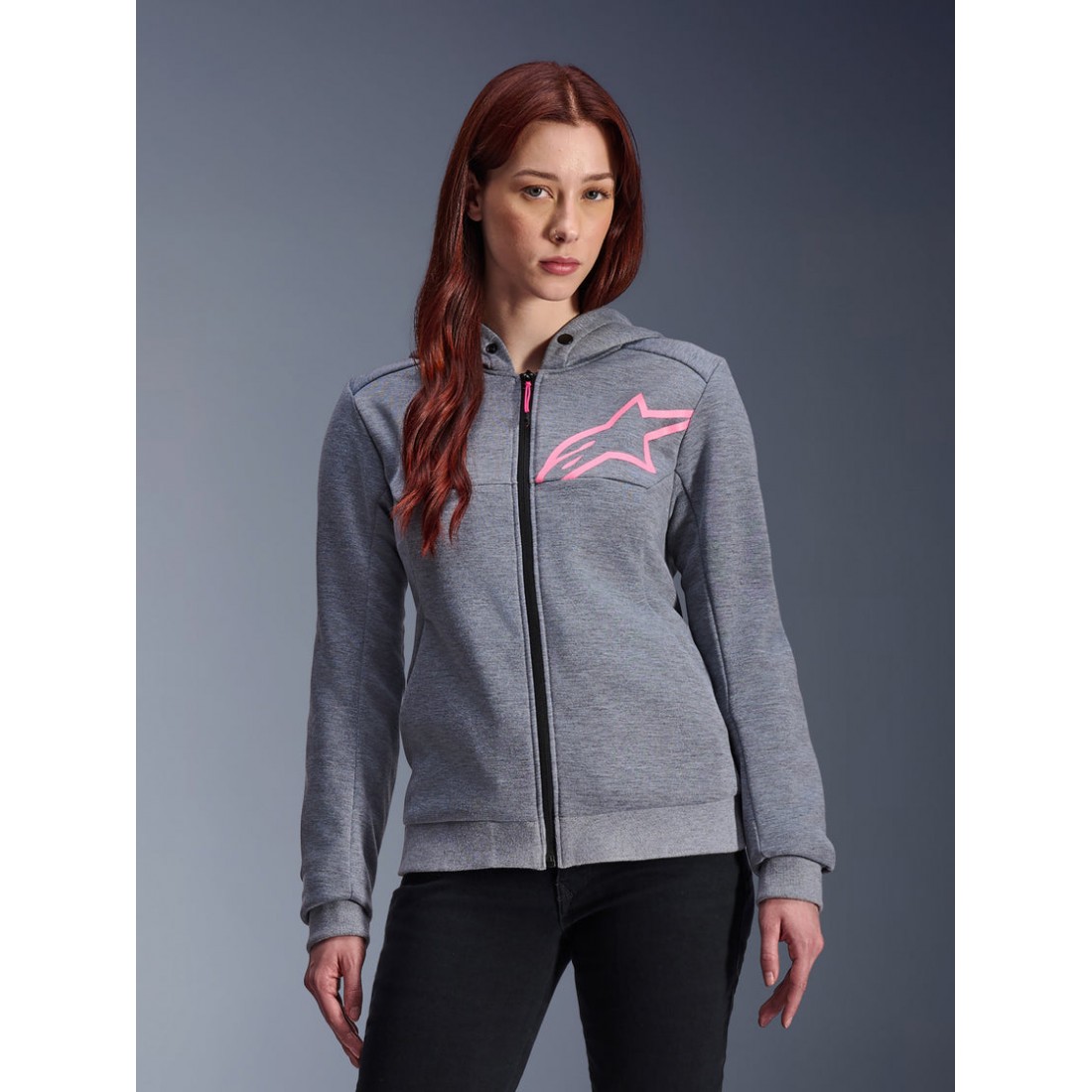 Sudadera Mujer Alpinestars Stella Chrome V2 Sport Gray Heather Pink Fluo TALLA JERSEY XS