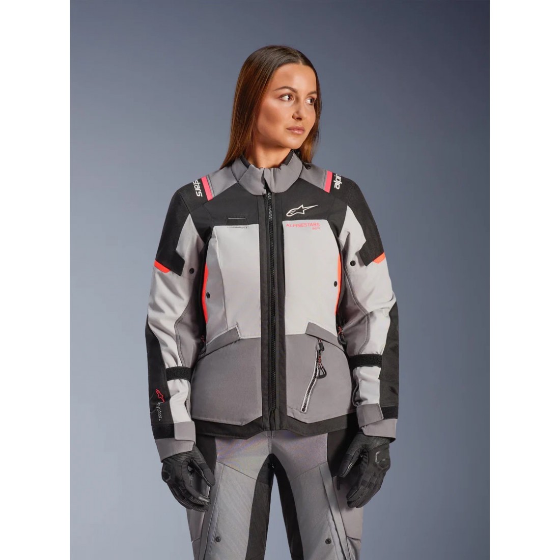 Chaqueta Mujer Alpinestars Stella Andes V4 Drystar® Dk Gray Ice Gray Bk Coral Fl TALLA CHAQUETA XS