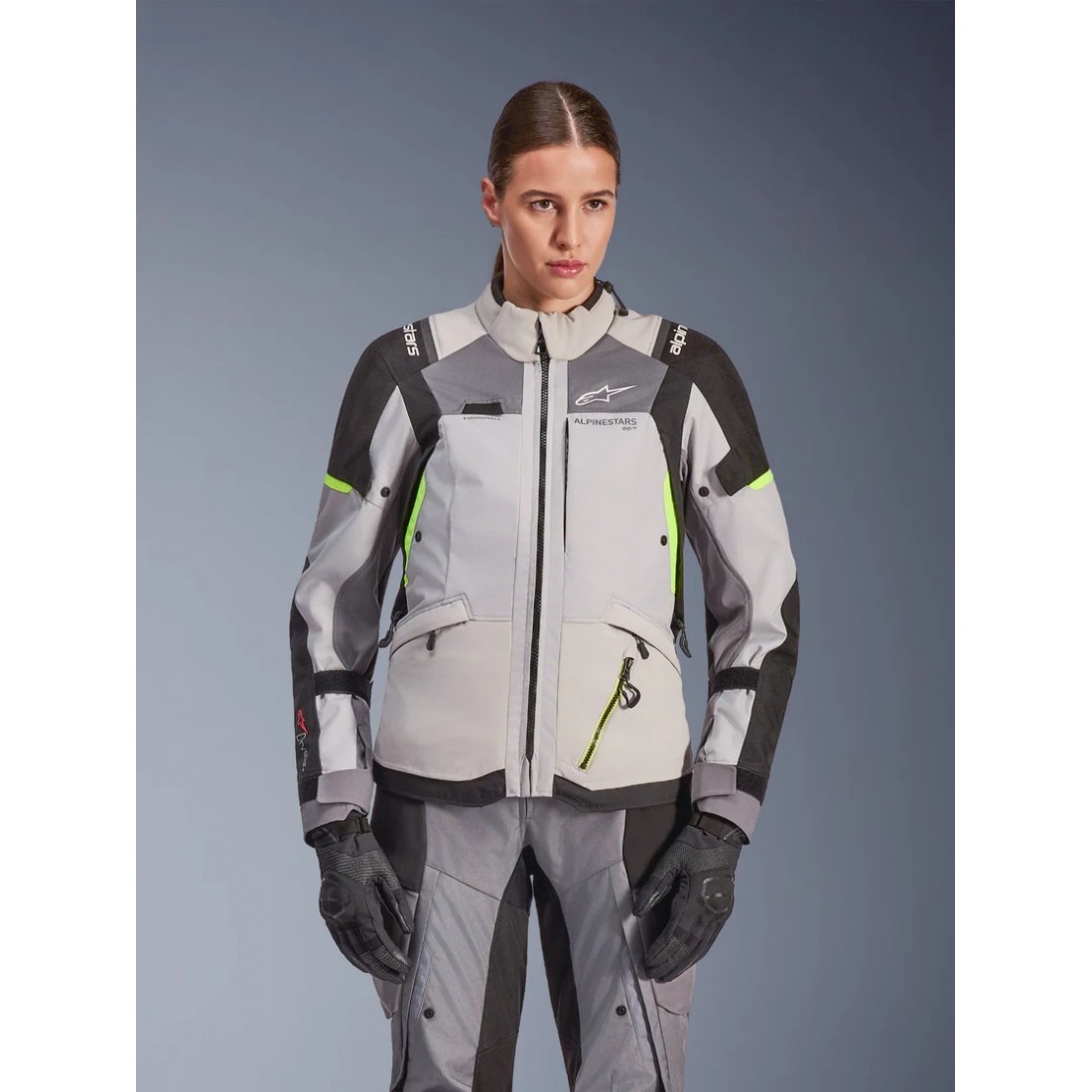 Chaqueta Mujer Alpinestars Stella Andes V4 Drystar® Ice Gray Dark Gray Bk Yllw Fl TALLA CHAQUETA XS