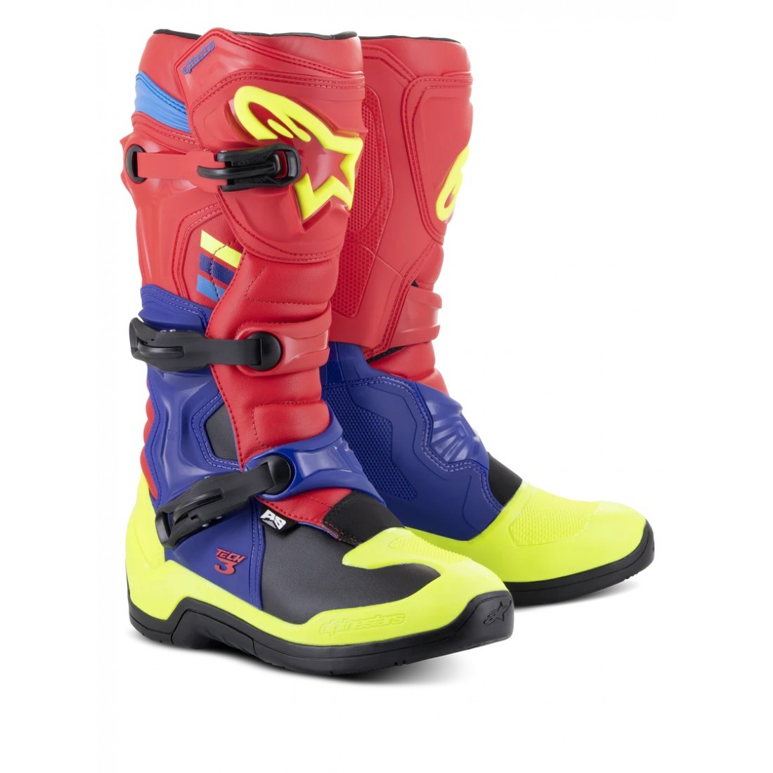 Botas Alpinestars Tech 3 Rojo/Azul/Amarillo Flúor TALLA BOTAS 42