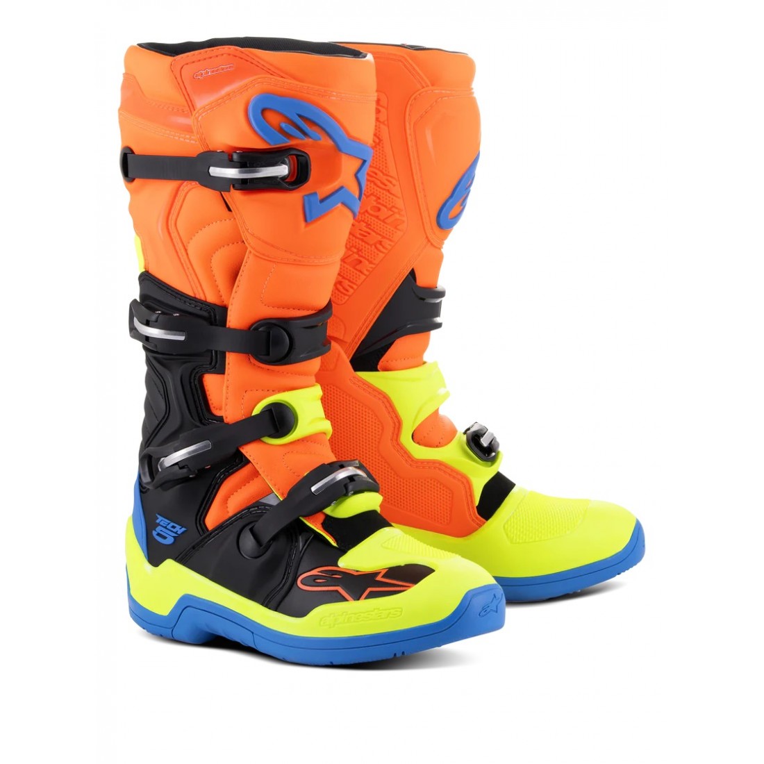 Botas Alpinestars Tech 5 Naranja Flúor/Azul/Amarillo Flúor TALLA BOTAS 42
