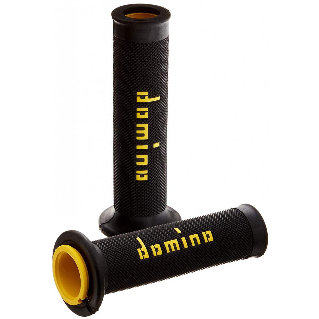 Puños Domino On Road Negro - Amarillo Abiertos D 22 mm L 120-125 mm