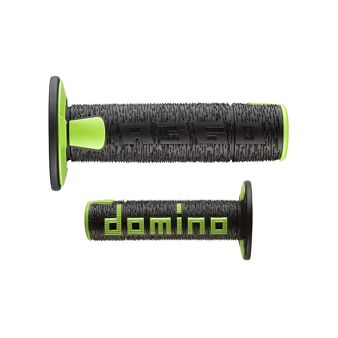 Puños Domino Off Road Rps Negro - Verde Abiertos D 22 mm L 120 mm